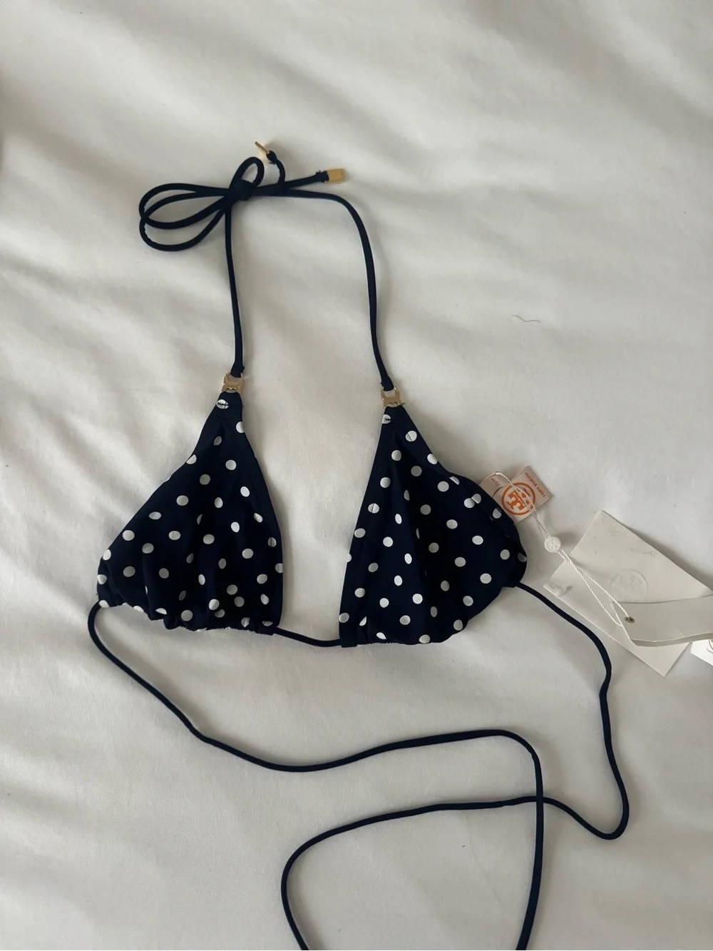 Tory Burch Navy Blue Polka Dot Triangle XS Bikini Set NWT - Picture 2 of 3